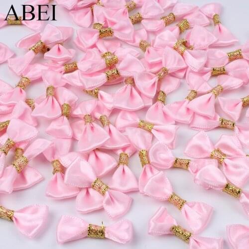 50pcs/lot Handmade Pink Bows For Girls Headwear Clothes Shoes Satin Ribbon Bow Ties for Wedding Party Scrapbook Decoration DIY