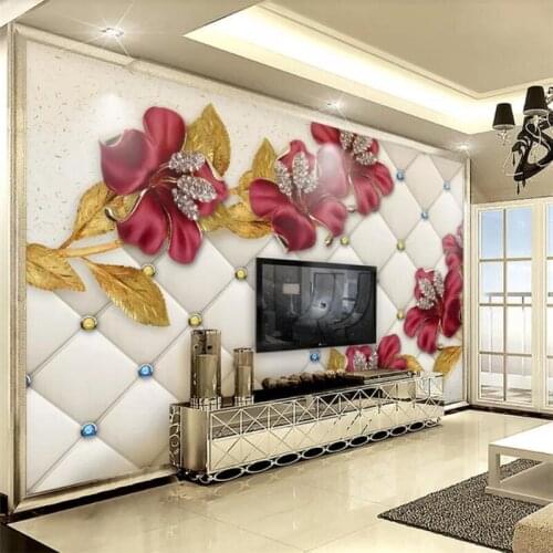 Beibehang Custom wallpaper 3d photo mural stereo luxury diamond flower jewellery TV background wall papers home decor wallpaper