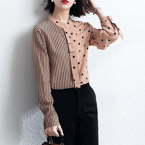 Womens Top Fashion Woman Blouses Long Sleeve Striped Chiffon Blouse Women Oversized Shirt Office Work Wear