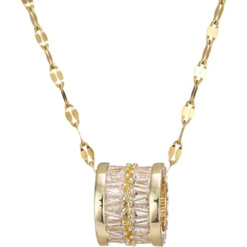 316L Stainless Steel Big Waist Color Zircon Pendant Charms Chain Choker Necklace For Women Fashion Fine Jewelry SAN675