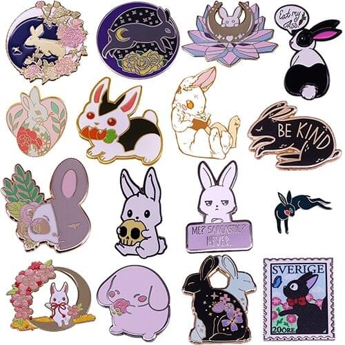 Cute Rabbit Enamel Pin Luna Animal Brooch Bekind Badge Cartoon Bunny Jewelry