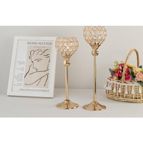 Crystal Tealight Candle Holders Glass Stand Metal Candlesticks Wedding Party Centerpieces Home Decoration Housewarming Gifts