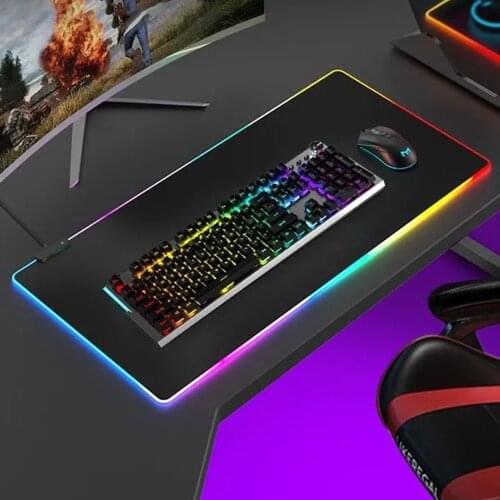 LED Light Decompression Game Player Office Computer Desk Mouse Pad Keyboard Game Accessories Oversized Laptop Non-slip Mouse pad