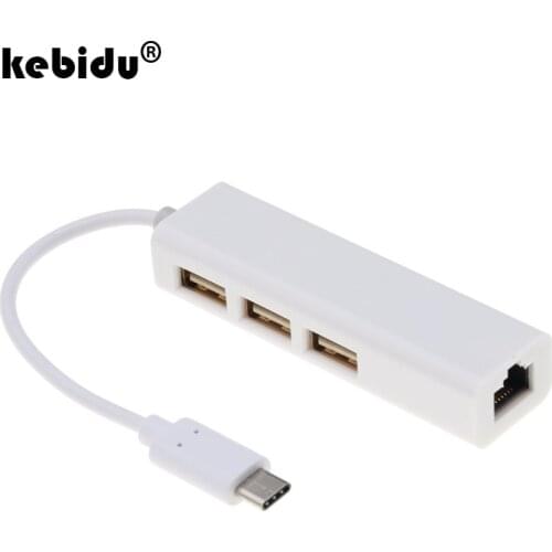 Kebidu USB-C Ethernet Adapter Network Card 3 USB C Hub to Ethernet RJ45 Lan Adapter for Macbook ThinkPad Samsung Laptop USB-C