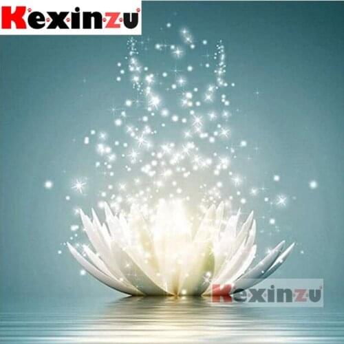 Kexinzu Full Square Round Drill 5D DIY Diamond Painting"Blooming lotus"3D Embroidery Rhinestone Cross Stitch 5D Home Decor X7752