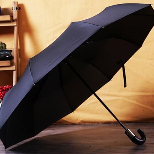 Classic English style Umbrella Men Automatic 10Ribs Strong WindResistant 3 Folding Umbrella Rain Business Male Quality Parasol