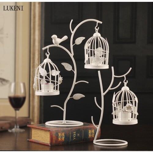 European Style Branch Bird Cage Candle Holder Home Decoration Iron Art Home Model Room Living Room Crafts