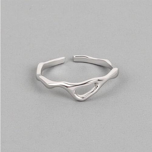VENTFILLE 925 Sterling Silver Rings for Women Geometric irregular twisted Wave Pattern Gold Color Jewelry