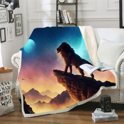 Lion 3D Bedding Outlet Blanket Sherpa Blanket Plush Velvet Warm Sheet Cartoon Office Nap Blanket
