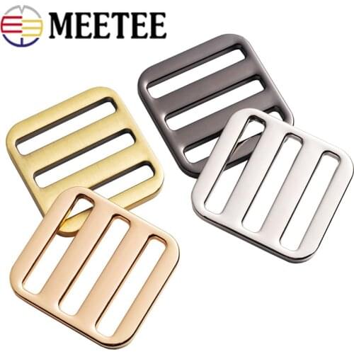 Meetee 5/10pcs 25mm Metal Tri-Gilde Buckle Backpack Straps Adjustment Clasp Belt Buckles Webbing Side Clip Slider Hook Accessory