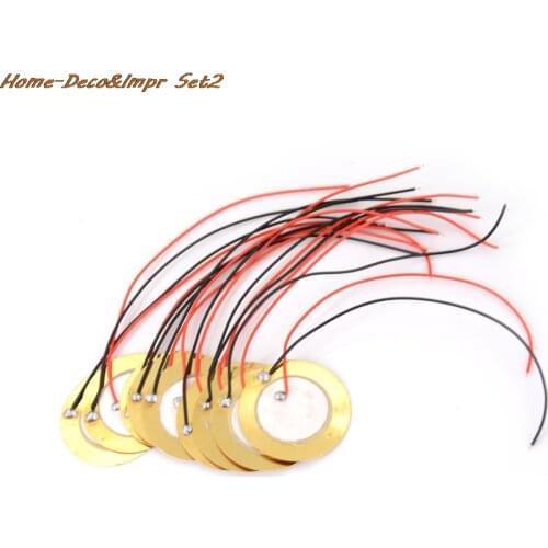 10pcs 7mm Buzzer Chips Wire Copper Ceramic Elements Sounder Sensor Trigger Drum Disc Piezoelectric Speech Music Applications