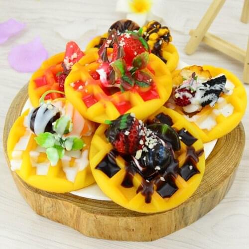 050 Simulation waffle muffin fruit jam model waffle restaurant set up