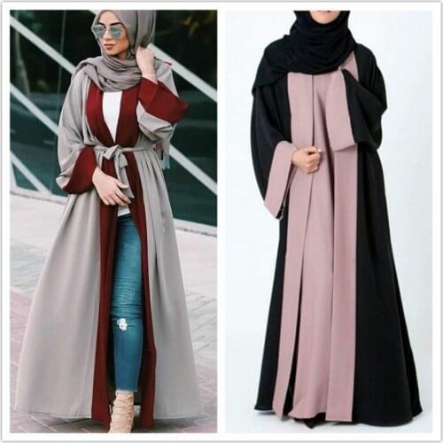 Fashionable Abaya Dubai Kimono Muslim Stitching Robe Turkish Casual Cardigan Islamic Long Cardigan Jalabiya Dress