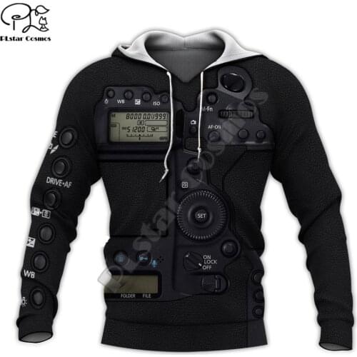 Mens women camera lens eos 3d all over printed Hoodies unisex long sleeve Sweatshirts jacket warrior pullover tracksuit