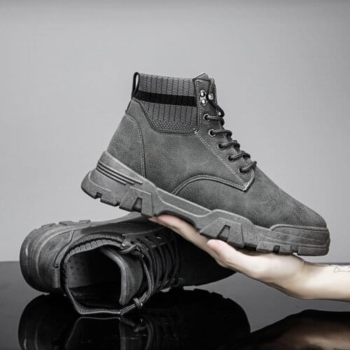 Men Boots Leather Waterproof Lace Up Military Boots Winter Ankle Boots Lightweight Shoes for Men Casual Non Slip Shoes