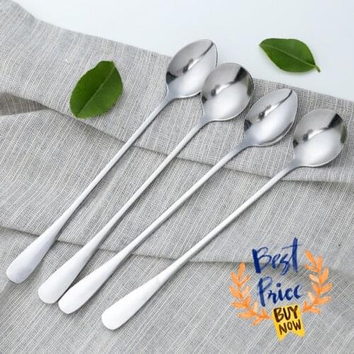 304 Stainless Steel Dinnerware Set Spoon Tea Spoon Dessert Coffee Ice Cream Spoons Kitchen Accessories Bar Tools New Long Handle