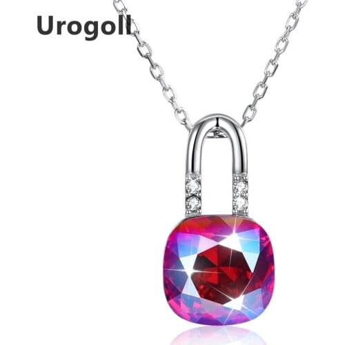 Brand New S925 Sterling Silver Fine Jewelry Trendy Lock Shaped Pendant Necklaces For Women Party Silver 925 Jewelry Gifts