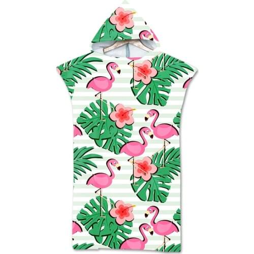 New Flamingo Parrot Printed geometric Pattern Beach Towel for man woman adult Hooded Bath Towel Quick Drying Bath Soft Towel