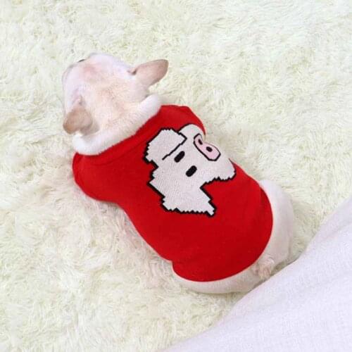 Pet clothes autumn/winter sweater sweater pitbull pug fat dog short body stretch red piglet small dog costume