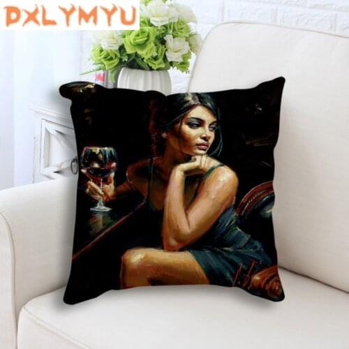 Cushion Home Decor Sexy Lady image Printed Linen Pillowcase Throw Pillow Decorative Pillows for Sofa Living Room Decoration