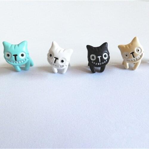Korean Fashion Cute Cat Three-dimensional Animal Smiley Cat Alloy Front And Rear Pierced Earrings Jewelry Gift For Women Girls