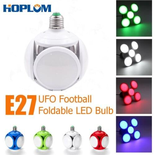 LED Folding Football Deformable Light UFO Bulb E27/E26 110V 220V High Brightness 40W for Garage Corridor Workshop Warehouse