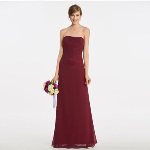 Tanpell strapless long bridesmaid dresses dark brown sleeveless floor length sheath gown women wedding party bridesmaid dress