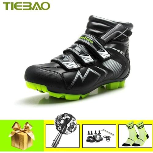 Tiebao Winter Zapatillas Ciclismo Mtb Cycling Shoes Bicicleta Triatlon Riding Bicycle Self-locking Bicycle Pedals Mtb Sneakers