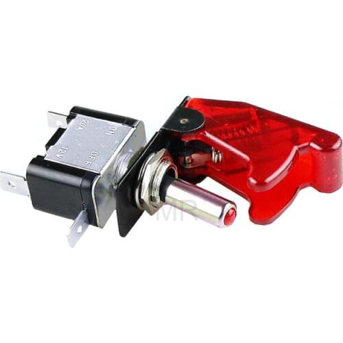 Auto Car Boat Truck Illuminated Led Toggle Switch With Safety Aircraft Flip Up Cover Guard 12V20A transparent