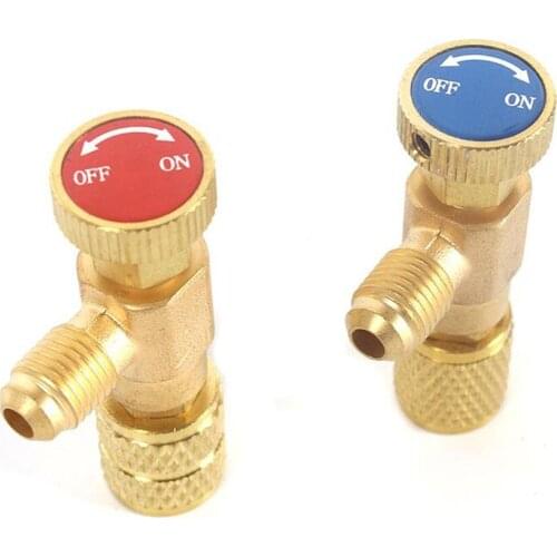 R410A/R22 Refrigerant Charging Valve 1/4 Inches - 5/16 Inches Copper Flow Control Valves Copper and Fluorine Safety Valve