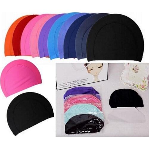 1PC Men Women Children Solid Color Sporty Ultrathin Bathing Caps Protect Ears Long Hair Swimming Tools