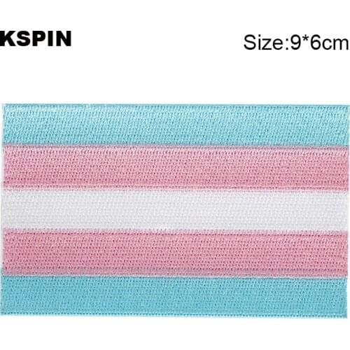 9*6cm Transgender pride Embroidery Patches Iron on Saw on Transfer patches Sewing Applications for Clothes in Home&Garden
