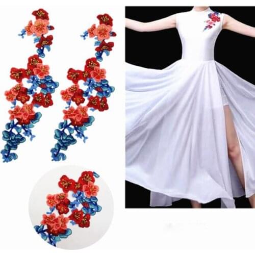 1Pc Red Blue Embroidered Flower Appliques Garment Accessories Patch DIY Scrapbook Card Craft Decorat Scrapbooking
