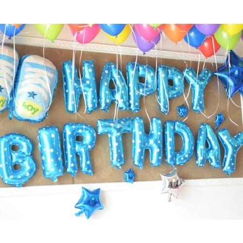 16inch 40cm blue dots shiny capital letter metallic foil mylar helium Balloons for Birthday wedding Party Decoration