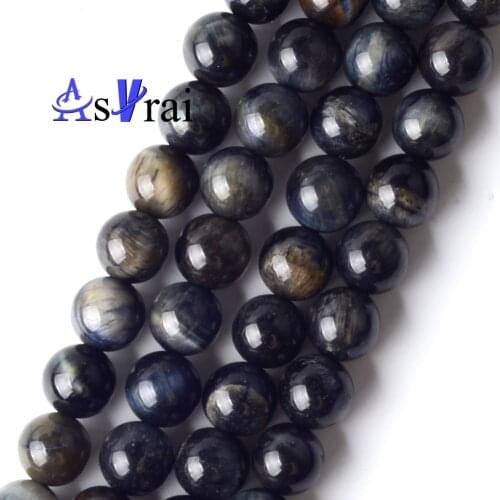 Natural Stone Beads 6 8 10 mm Dark Blue Tiger Eye Stone Round Loose Spacer Beads For Jewelry Making DIY Bracelets Necklaces 15"