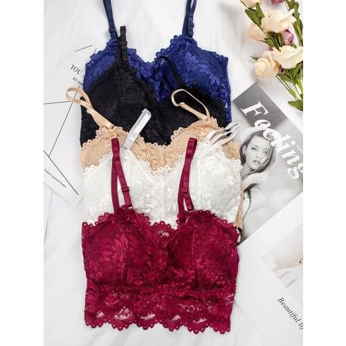 Women Bralette Sexy Push Up Underwear Lace Seamless Crop Top Bra Ladies Tube Top Womens V-Neck Lingerie Female Sports Bra