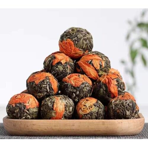 Yunnan Pu'er Tea Lily Flower,Tea Puerh Raw Tea Dragon Ball Compressed Mini Pu,er Tea Mingqian Spring Tea