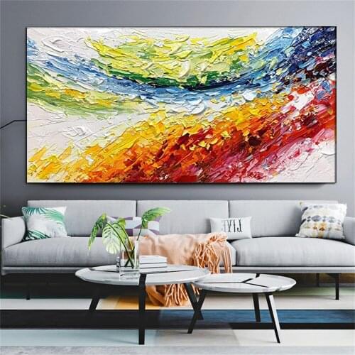 Handmade Colored Fashion Decorative Art Oil Painting On Canvas Abstract Seascape Wave Wall Picture Painting For Living Room