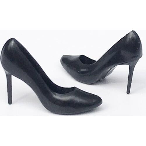 G08-X112 children baby gift Toy 1:12 Dollhouse mini Furniture Miniature rement Black thin high heels 1 pair