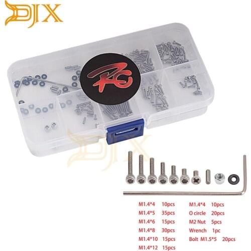 DJX 176PCS Stainless Steel Full Screws Box Set for Axial SCX24 1/24 RC Crawler 90081 AXI00001 Parts