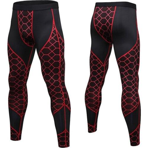 Elastic sweatpants Trousers mens Print stitching leggings Fitness Bodybuilding Pants Training Joggers Tights Leggings For men