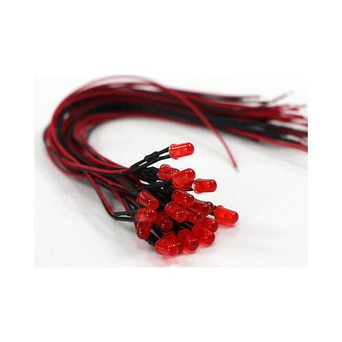 Evemodel L125DRFF 20pcs Pre Wired 5mm Diffused Red Led Lamp Light Flash LED 12V ~ 18V model train 1/35 railway modeling