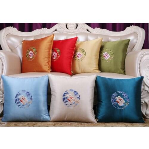 Chinese Blending solid color embroidery handmade classic luxury cushion multicolor