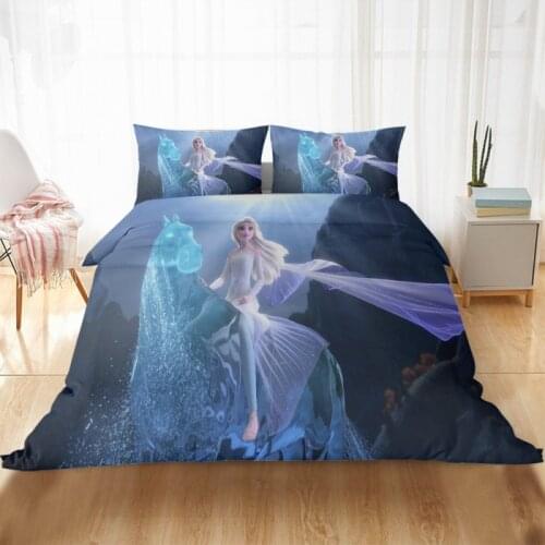 Disney Ice Princess Elsana Printed Bedding Set Children Adult Down Quilt Cover Pillowcase Double Queen Exquale Mothers Day Gift