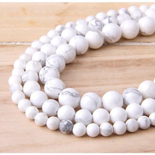 Natural White Turquoises Round Bead 4-12 mm Gem Stone Smooth Agates Beads For DIY Craft Jewelry Making Bracelets Accessories 15"