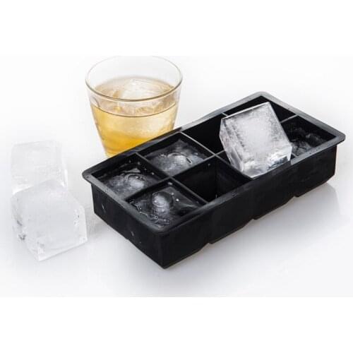 Black 8 Big Grids Food Grade Silicone Ice Cube Maker Jumbo Large Ice Cube Square Tray DIY Mold Mould Kitchen Accessories