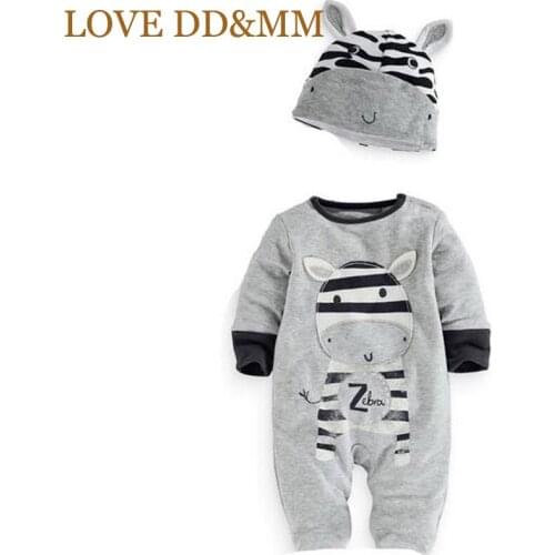 LOVE DD&MM Baby Boy Clothes Baby Girl Clothes Cotton Cartoon Tigger Lion Zebra Panda Rabbit Jumpsuit Newborn Hats + Romper Sets
