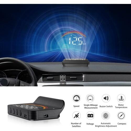 M11 HUD OBD2+GPS Dual System Head Up Display Windshield Speed Projector Security Alarm Water temp Overspeed RPM Voltage Display
