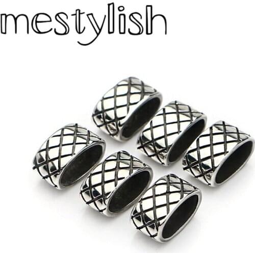 Mestylish 10pcs/Lot 5*10mm Antique Stainless Steel Slider Beads Retro Leather Bracelet Slider Beads DIY Jewelry Findings