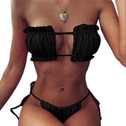 Micro Sexy Women Bikinis Set 2021 Mujer Swimsuit Bandeau Bathing Suit Push up Two-piece Female Swimwear Biquini Beachwear Bikini
